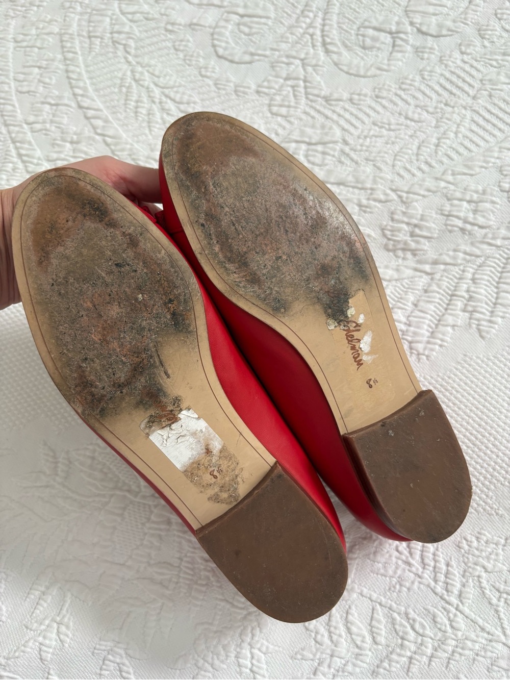Sam Edelman Red Leather Bow Ballet Flats Classic career 8.5 - Picture 11 of 12
